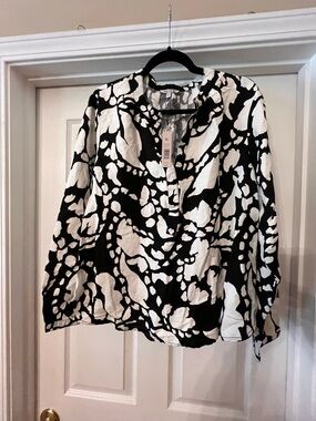 Black & White Printed Women's Blouse - NIC AND ZOE Sz XL NEW WITH TAGS